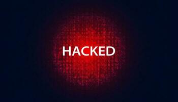 abstract binary signal or are warned hacked by viruses, malware or hackers on a red digital background. vector