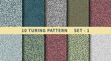 Monochrome reaction diffusion abstract turing pattern background collection vector