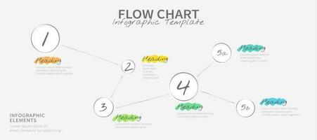 Hand drawn flow chart design infographic template with six options vector