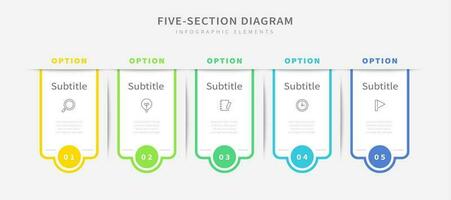 Simple infographic template design with five banner options vector