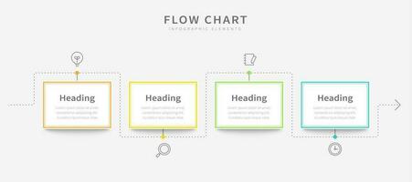 Flow chart, infographic business horizontal process chart template vector