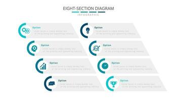 ocho sección diagrama infografía modelo diseño para negocio vector