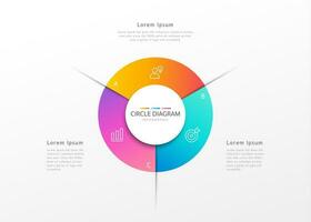 infografía 3 pasos circulo diseño con degradado color para negocio, presentación o proceso administración vector