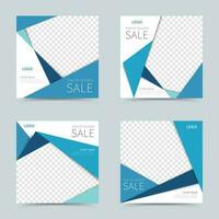 End of season sale ads geometric design illustration template for social media posts, four set editable minimal square banner template vector