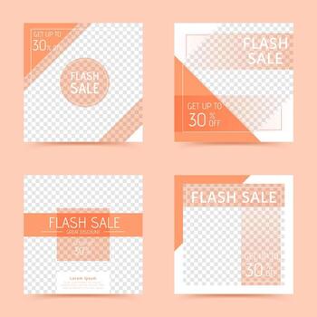 Flash sale ad design illustration, set of editable template for social network message vector