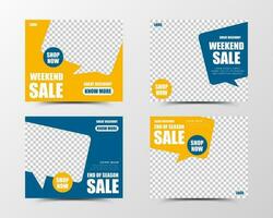 A set of social media template with speech bubbles in blue and yellow, creating a fun and energetic atmosphere, suitable for sales or business promotion vector