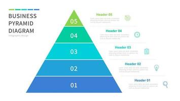 Business pyramid infographic diagram, five step pyramid infographic design template vector