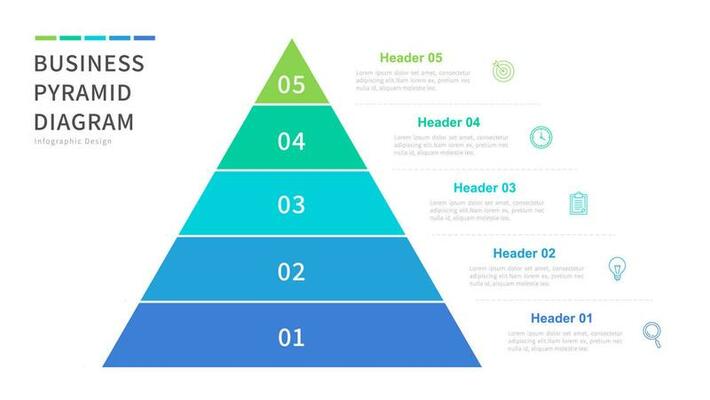 Business pyramid infographic diagram, five step pyramid infographic design template