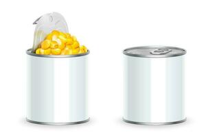 dulce orgánico maíz lata en 3d ilustración en blanco antecedentes vector