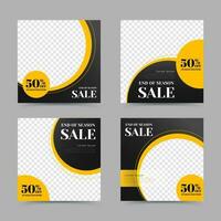 End of season sale ads design illustration, set of editable template for social network message vector