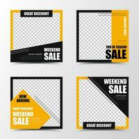 A set of social media template design in black and orange, creating energetic and tough image, suitable for sales or business promotion vector