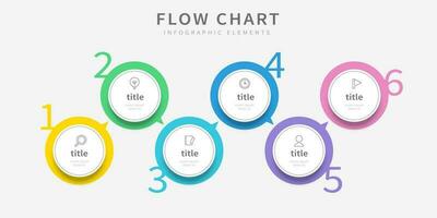 fluir gráfico diseño, circular bandera vector infografía diseño modelo con seis opciones