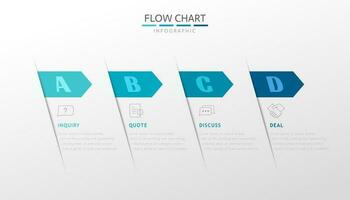 Infographic flow chart for business with four steps vector