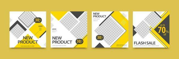 Simple social media template with geometric background in yellow color, suitable for brand building or promotion vector