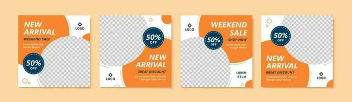 Shinning social media template designed in orange and white, using the circular curves to present a energetic, rhythmic sensation, suitable for sales, business promotion vector