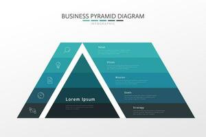 Business pyramid diagram infographic with 5 steps, options or levels for business or presentation vector