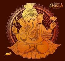 Happy Ganesh Chaturthi design in golden color vector