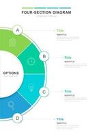 Semicircle shape four section diagram. Infographic design template for business presentation vector