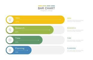 Colorful bar chart infographic template with design elements and icons vector