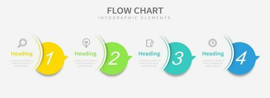 vector infografía etiqueta diseño con íconos y cuatro pasos. fluir gráfico infografia para negocio concepto.