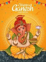 Happy Ganesh Chaturthi poster design on chrome yellow background vector