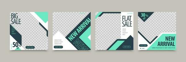 Simple social media template with geometric background in marine palette, suitable for brand building or promotion vector