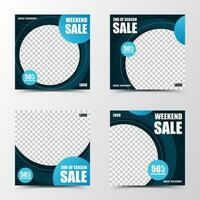 A set of social media template design with black background color and light blue lines creating an smart, intelligent, hi-tech, sporty atmosphere,suitable for sales or business promotion vector