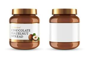 Chocolate spread can jar with label design in 3d illustration vector