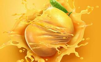 retorcido naranja y salpicaduras jugo en 3d ilustración vector