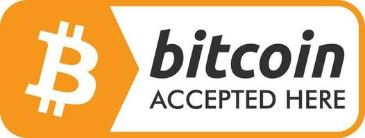 Bitcoin accepted here sign isolated on white background. Vector illustration in flat design.