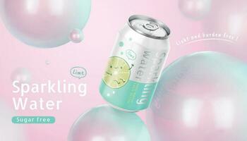 Sparkling water ads with lovely glossy sphere balls in 3d illustration vector