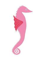 Vector pink sea horse flat illustration