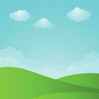 Bright natural landscape with sky, clouds and grass. vector