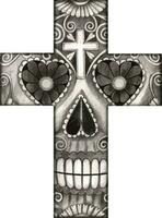 Fancy skull cross. Hand drawing and make graphic vector. vector