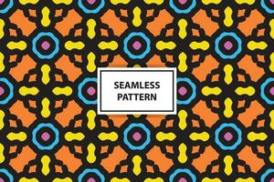 vintage multi colored seamless pattern. grid arrangement, geometric stylized flowers, squares and circles, 60s, 70s. surface design, fabric, paper, stationery, card, banner, textile vector