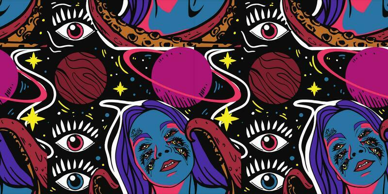 Vintage Inspired Vector Illustrations for Fashion and Merchandise in Unique Flat Retro Style