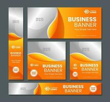 Set business banner template orange color vector