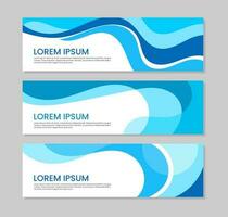 set of abstract blue banner template with wave vector