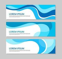 set of abstract blue banner template with wave vector