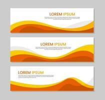 set of abstract orange banner template wave design vector