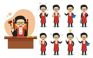 Judge Character with Various Activities vector