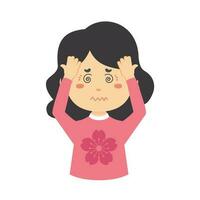 Little Girl Has Headache vector