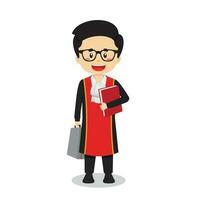 Judge Character Standing With File and Briefcase vector