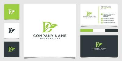 Initial letter D with leaf luxury logo, Green leaf logo vector design.