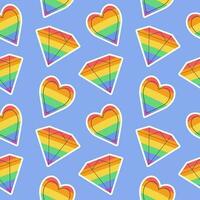 Seamless pattern with LGBTQ community rainbow symbol. Pride month. Retro groovy style vector