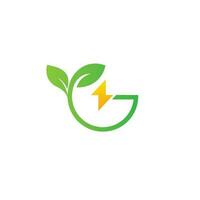 verde energía logo eco tecnología eléctrico naturaleza poder vector símbolo