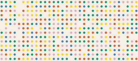 Festive abstract dotted background in rainbow colors. Cute colorful polka dots pattern. Circles confetti on beige background. Retro horizontal backdrop vector