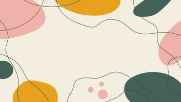 Minimal aesthetic vector banner. Abstract hand drawn organic shapes and curve lines on beige background. Contemporary social media cover template in boho style with copy space for text