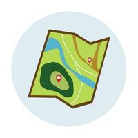 paper map icon mark pin for a camping destination vector