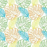 Colorful tropical palm leaf seamless vector illustration pattern isolated on white background. Design for use textile all over fabric print wrapping paper backdrop and others